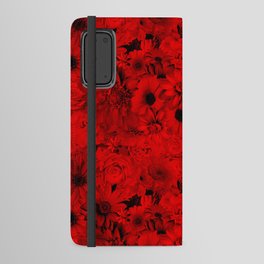 vermilion red floral bouquet aesthetic assemblage Android Wallet Case