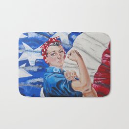 Rosie the Riveter Bath Mat | Rosietheriveter, Worldwarii, Patriotic, Painting, Wwii, Warpropoganda, Wecandoit, Acrylic, Redwhiteblue, Womanart 