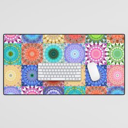 Colorful Patchwork Art - Mandala Medley Desk Mat