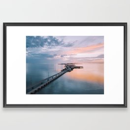 Seven mile bridge in Florida Keys at sunset. Framed Art Print