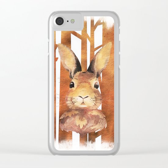 Fast Rabbit in the forest- abstract Hare watercolor Illustration Clear iPhone Case
