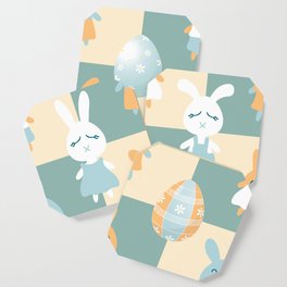 Easter Rabbits On A Chess Board Coaster