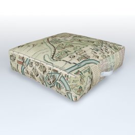 Vintage Map of Rome Italy (1719) Outdoor Floor Cushion