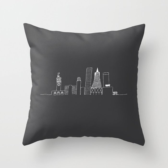 San Francisco Skyline Sketch Throw Pillow