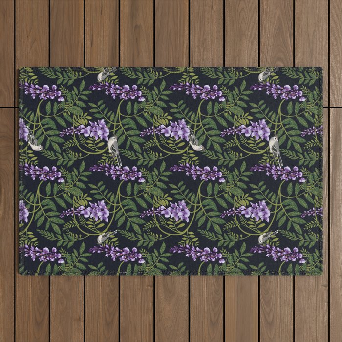 wisteria_birds Outdoor Rug