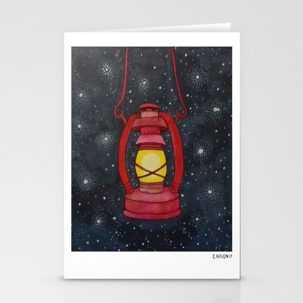 Lantern Night Sky Illustration Stationery Cards