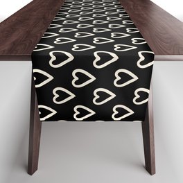 Black and white hearts for Valentines day Table Runner