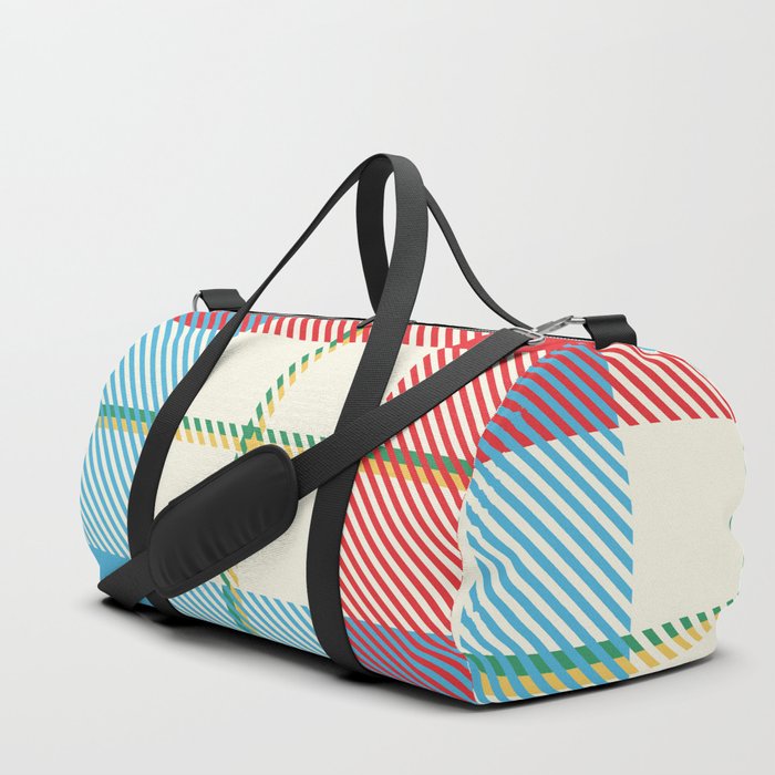Red and Blue Square Pattern Duffle Bag