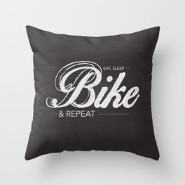 Eat, Sleep, Bike & Repeat Throw Pillow