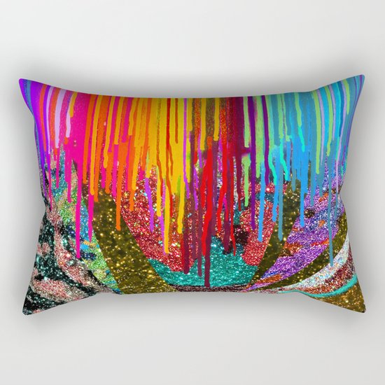 Peacock Mermaid SUNSET Abstract Geometric Rectangular Pillow