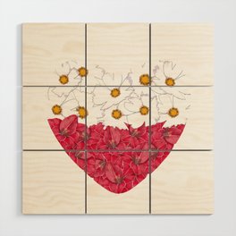 Floral heart-shaped national flag of Poland Wood Wall Art