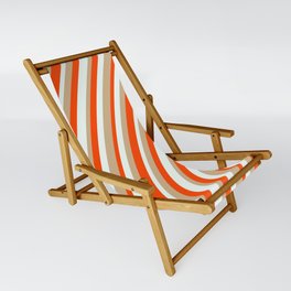 [ Thumbnail: Red, Mint Cream, and Tan Colored Lines Pattern Sling Chair ]