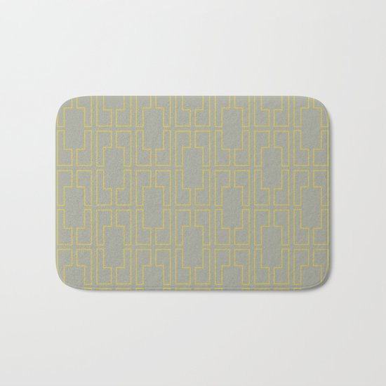 Simply Mid-Century Mod Yellow on Retro Gray Bath Mat