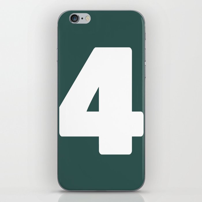 4 (White & Dark Green Number) iPhone Skin
