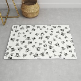 Tons of Bees Pattern Black and White Rug