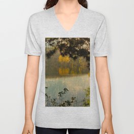 Vintage autumn lake V Neck T Shirt