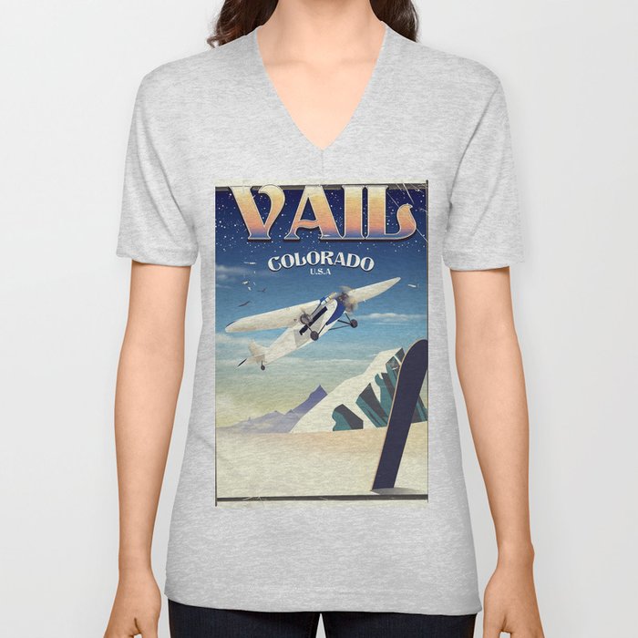 Vail Colorado vintage travel poste V Neck T Shirt