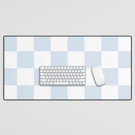 pale blue and white checkered nursery style design for boys Desk Mat