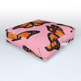 Monarch Butterfly Pattern-Pink Outdoor Floor Cushion