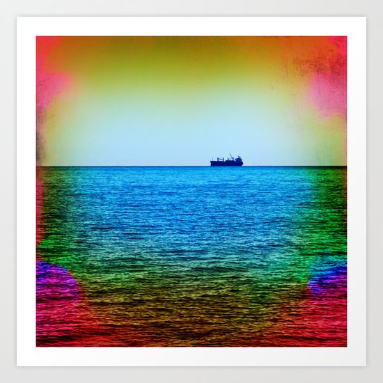 Cargo Ship on the Horizon Art Print