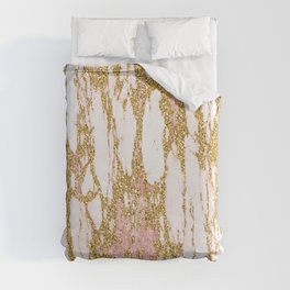 Gold Marble - Intense Glittery Yellow and Rose Gold Marble Duvet Cover