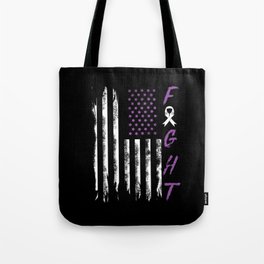 US Flag Purple Fight Pancreatic Cancer Awareness Tote Bag