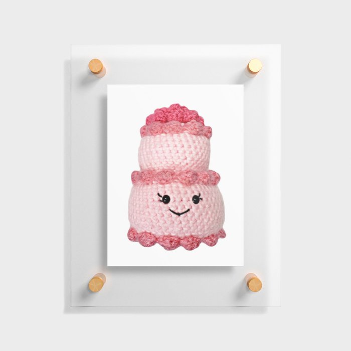 Cute Pink Crochet Cake Amigurumi Floating Acrylic Print
