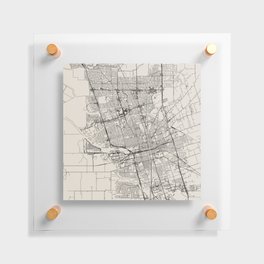 Stockton USA - Black and White City Map Floating Acrylic Print