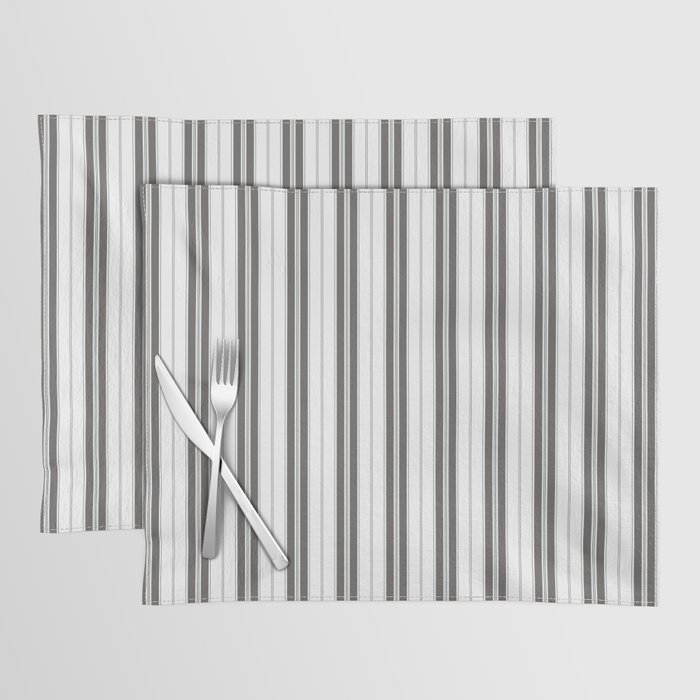 Black and White Vintage American Country Cabin Ticking Stripe Placemat