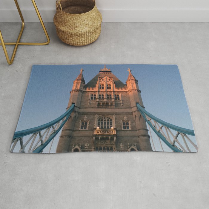 Great Britain Photography - Sunset Shining On The Tower Bridge In London Rug