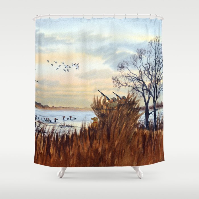 Canvasback Shower Curtain, Duck Hunting Shower Curtain