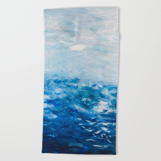 Paint 10 abstract water ocean seascape modern painting dorm room decor affordable stretched canvas Beach Towel