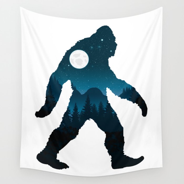 Night Forest Bigfoot Wall Tapestry