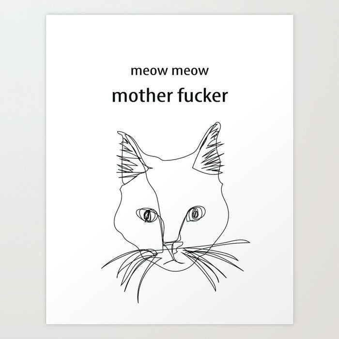 Cat Face Line Drawing Art Print By Chelseymuttz Society6