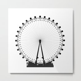 London Wheel Silhouette Metal Print | Illustration, Building, Architecture, Millenniumwheel, Great, Black and White, Art, Icon, Briton, Circular 