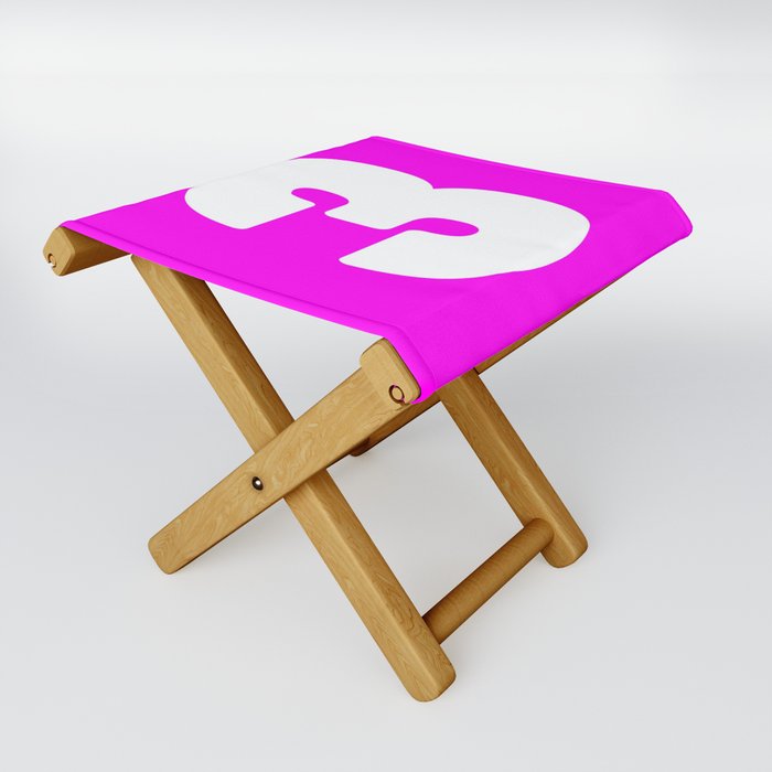 3 (White & Magenta Number) Folding Stool