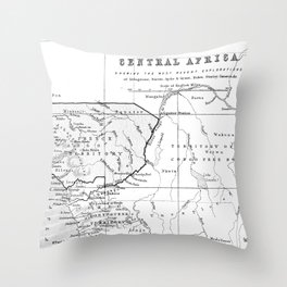 Black And White Vintage Map Of Africa Throw Pillow