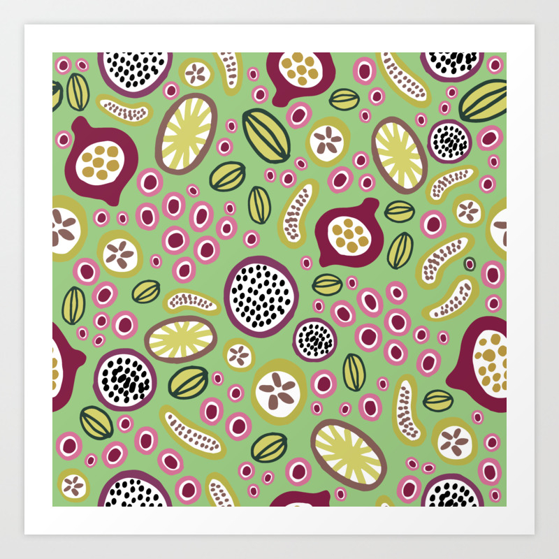 Abstract Fruit Salad Green Art Print By Studio Naika Society6