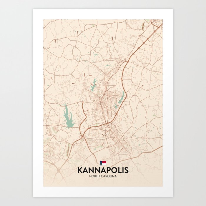 Kannapolis, North Carolina, United States Vintage City Map Art Print by IMR Designs Society6