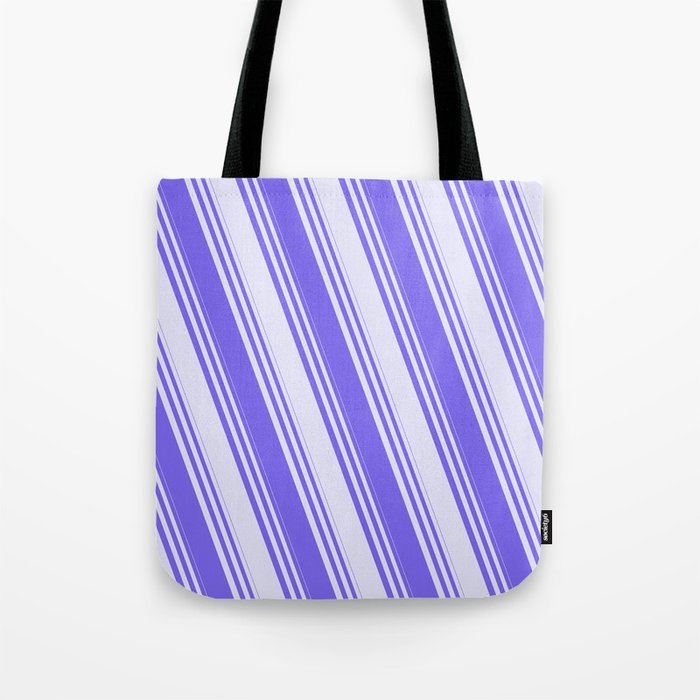 Medium Slate Blue & Lavender Colored Striped Pattern Tote Bag