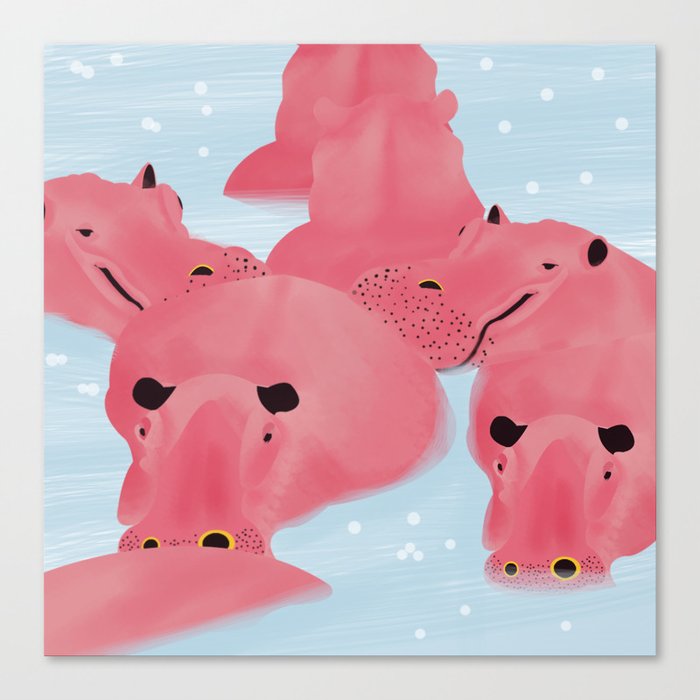 hippo wear flamingo's outfit Canvas Print