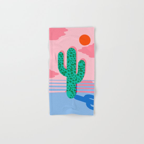 No Foolin - retro throwback neon art design minimal abstract cactus desert palm springs southwest Hand & Bath Towel