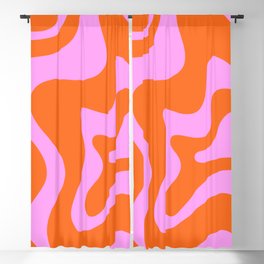 Retro Liquid Swirl Abstract Pattern in Hot Pink and Red-Orange Blackout Curtain