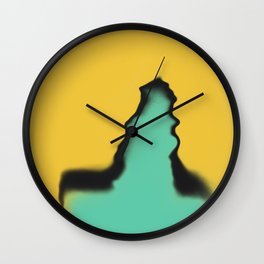 Yellow and turquoise mushroom Wall Clock