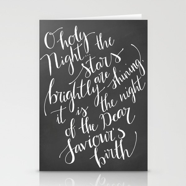 Oh holy night in chalkboard Stationery Cards