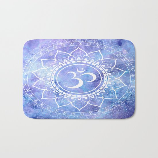 Om Mandala Lavender Perinwinkle Blue Galaxy Space Bath Mat