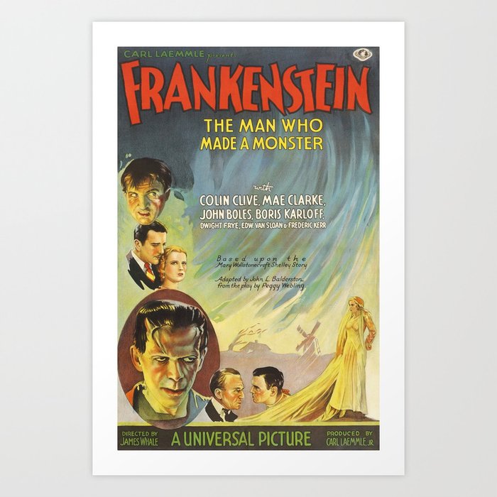Creature double feature theatrical Frankenstein 1931 Vintage Movie Lobby Poster Advertisement Art Print