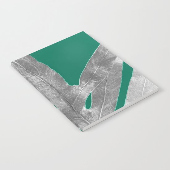 Christmas Fern, Holiday Green with Silver Winter Leaf Notebook