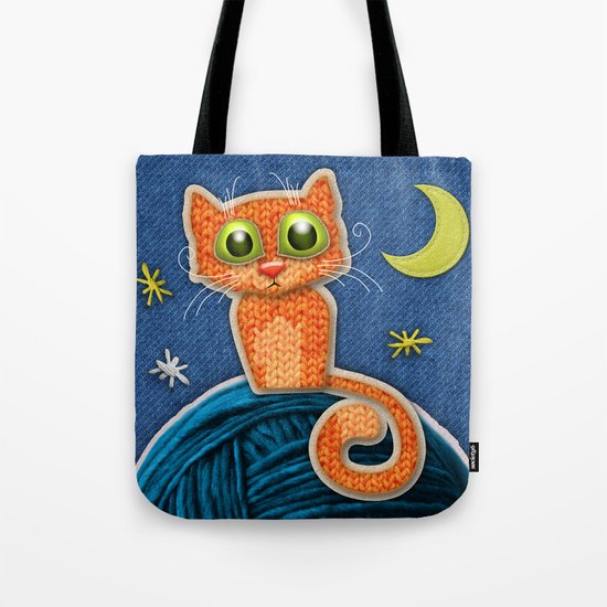 Fabric Cat Tote Bag