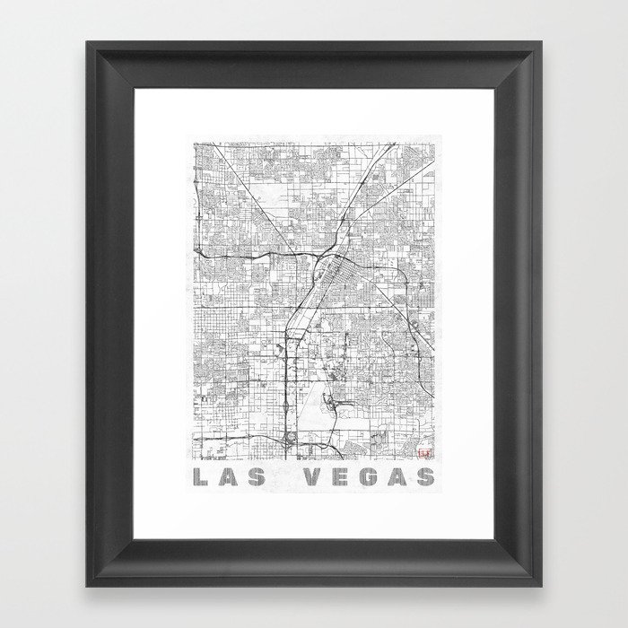 Las Vegas Map Line Framed Art Print